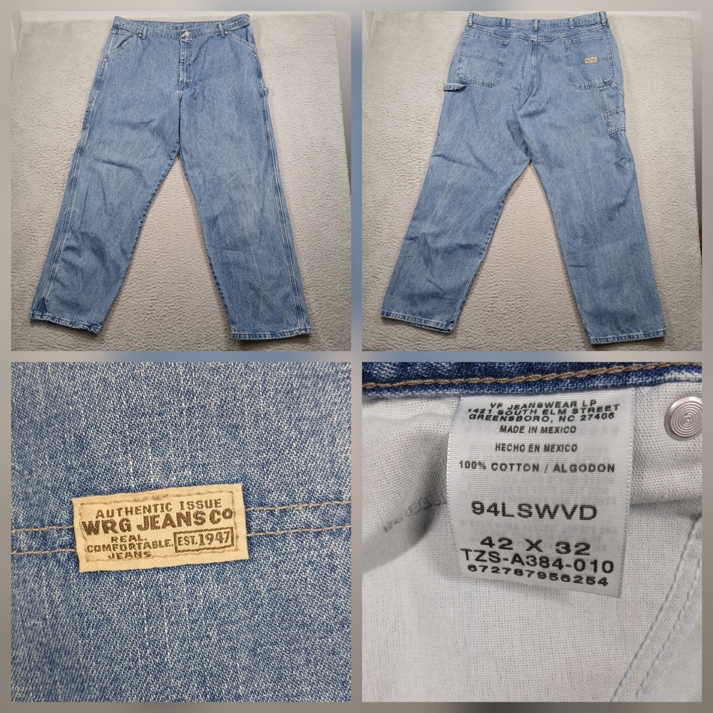 WRG Jeans Co‎ Workwear Jeans Men's 42x32 Blue Denim Carpenter Work Pants